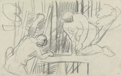 Study of a Tree House with Primitive People, for the Cave of the Golden Calf